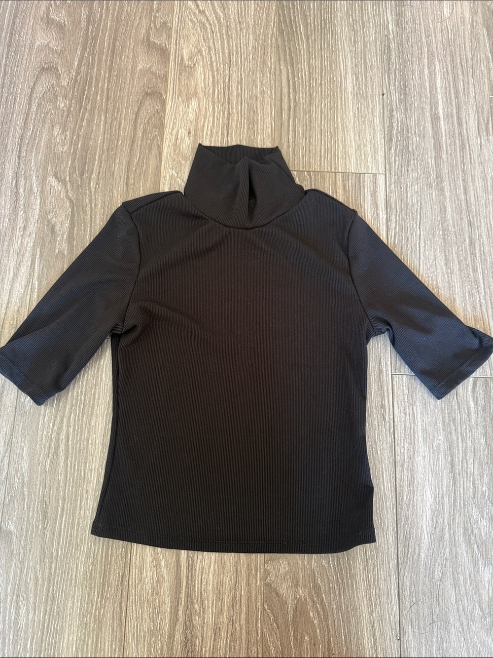 AFRM Black Short-Sleeve Turtleneck Top